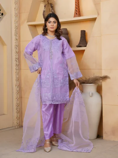 Nikhaar Three-Piece Organza Suit